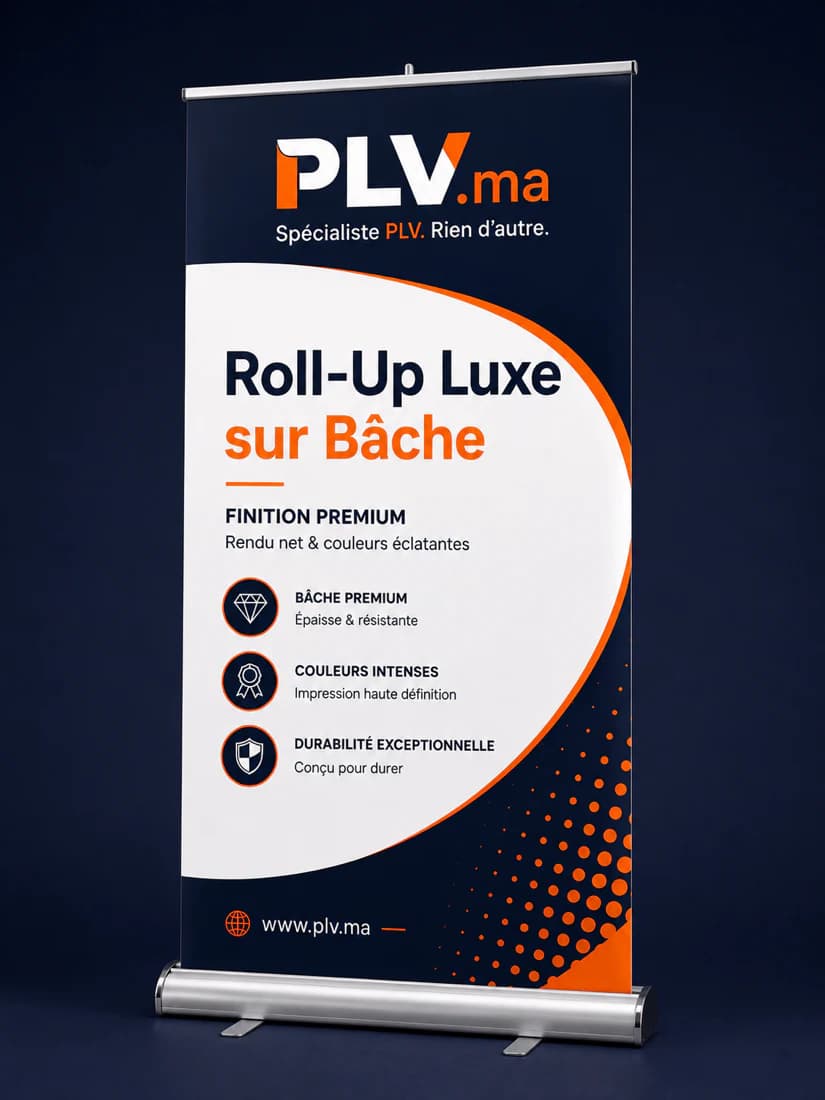 Roll-Up Luxe — support publicitaire PLV au Maroc