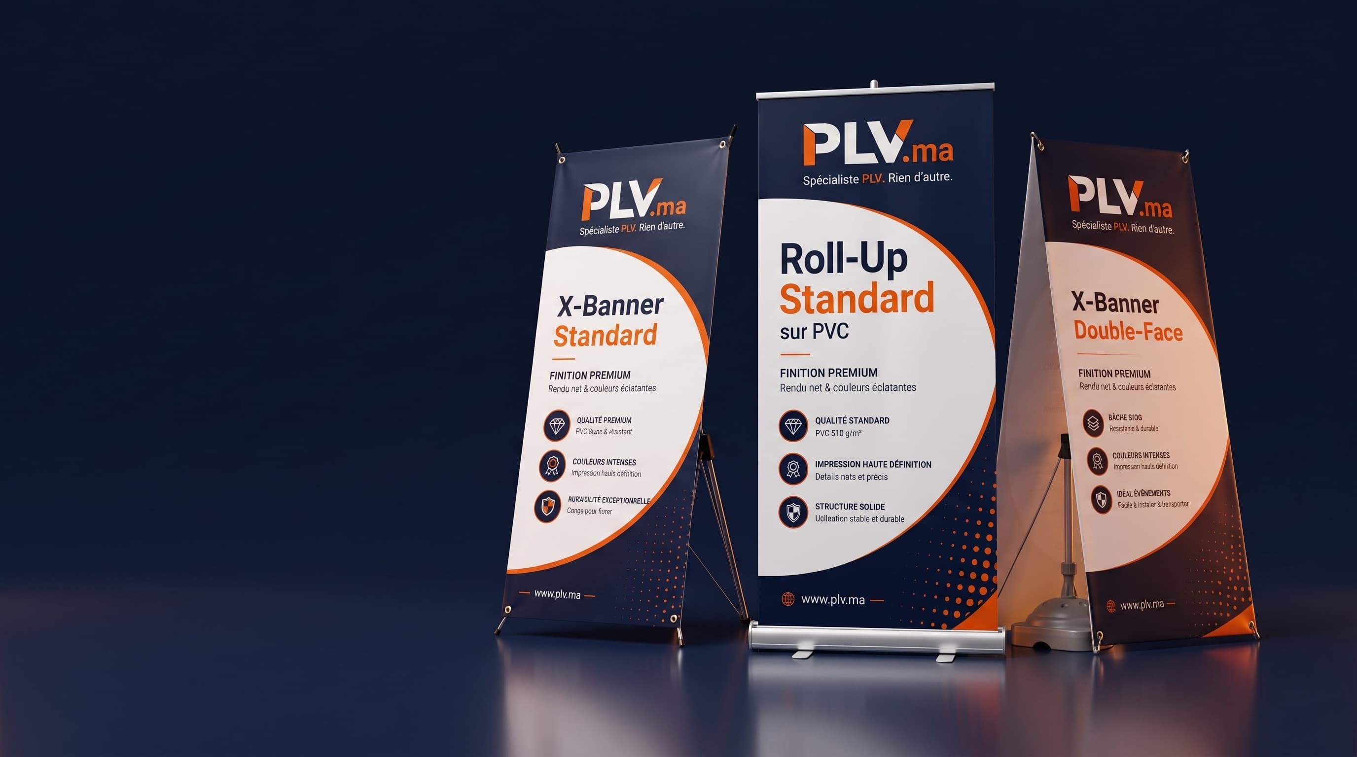 Gamme PLV.ma : Roll-Up et X-Banner