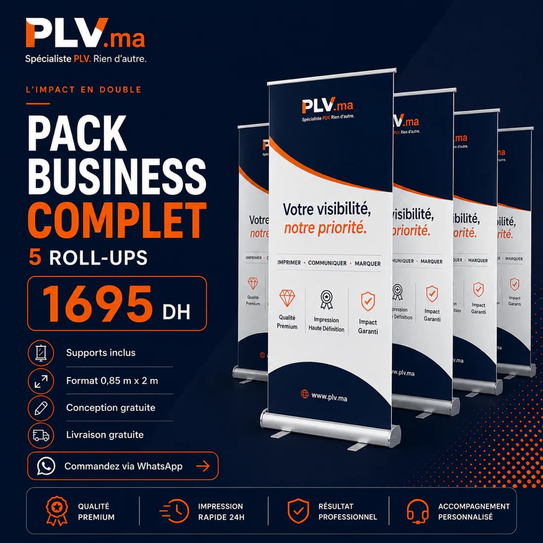 Pack Business Complet — pack de 5 Roll-Up pour votre visibilité au Maroc