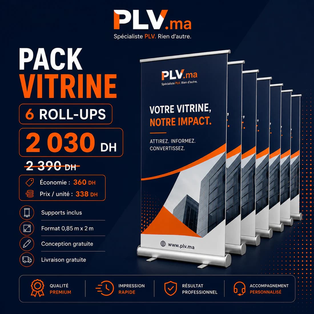 Pack Vitrine — pack de 6 Roll-Up pour votre visibilité au Maroc